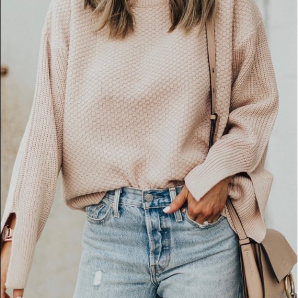 Topshop Blush Bell Sleeve Sweater
